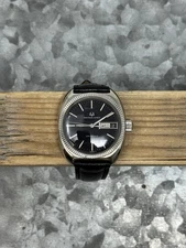 Universal Geneve Unisonic 36mm 218 Stainless Black Dial Watch, Serviced, Clean