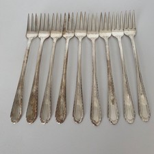 Holmes & Tuttle fourchettes à cocktail fruits de mer Wentworth années 30 lot de 9 plaques argentées H&T