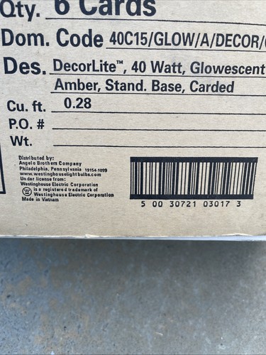 Westinghouse DecorLite SPUN GLOWESCENT AMBER LIGHTBULB 40C15 Med Base 40w Flame - Picture 2 of 2