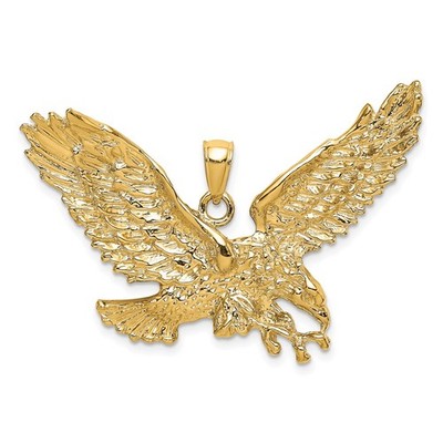 10k Gelbgold Adler mit Schnabel berührende Krallen Charm Anhänger 9,46gm L-1,59 Zoll