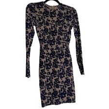 Windsor True Hues Velvet Burnout Mini Dress Women XS Blue Tan Party Y2K Style