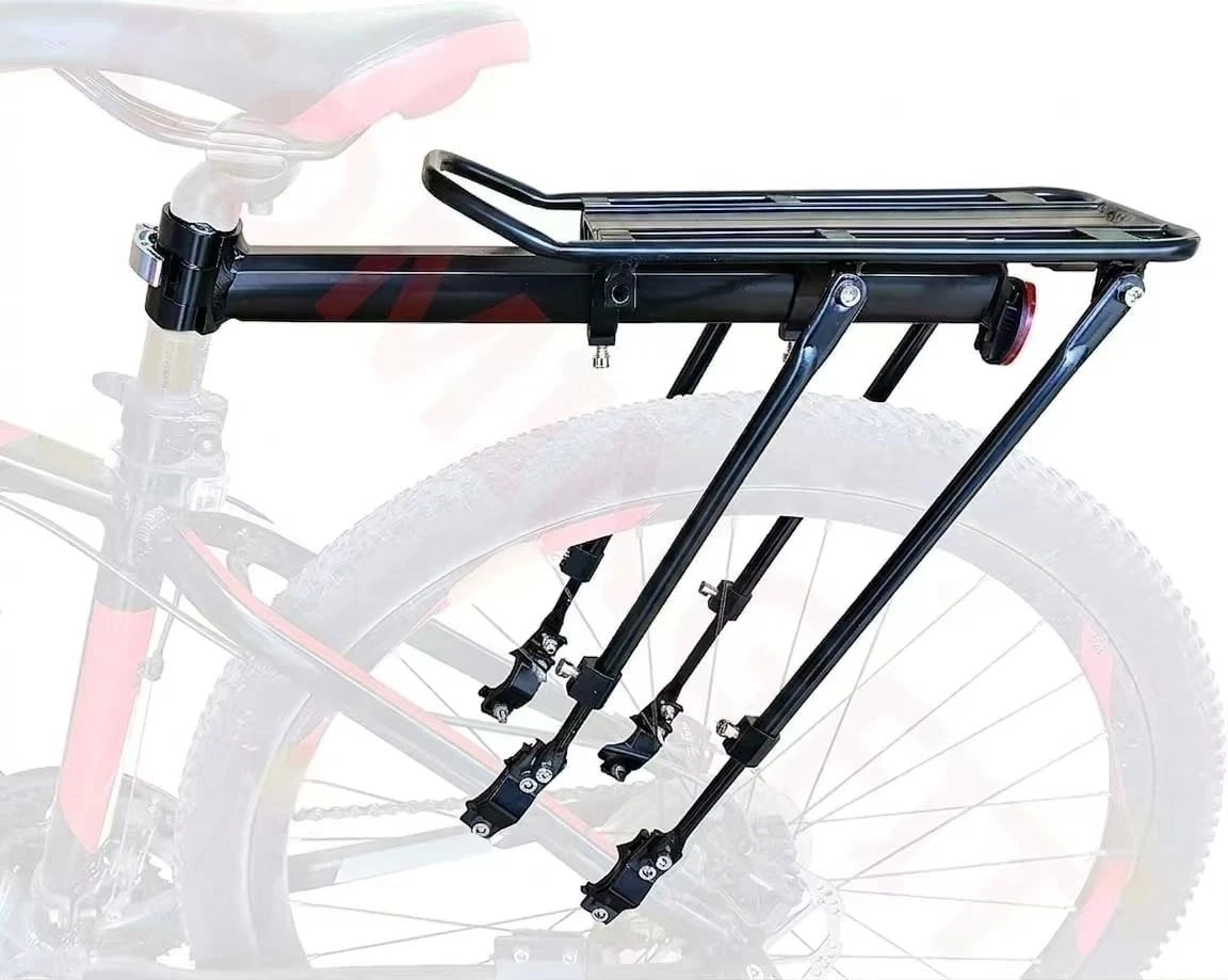 Heavy-Duty 180lbs Adjustable Aluminum Bicycle Luggage Rack with Reflector