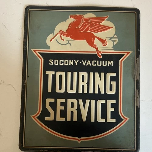 Mobil Socony-Vacuum Touring Service Pegasus Vintage Advertising Sign