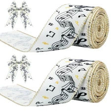 2 Roll 20 Yard Music Note Ribbon for Wreaths Themed Ribbon Polyester Ribbons ...