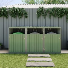 Three Wheelie Bin Storage Metal Store Cover Garden Rubbish Dustbin 3Shed Storage