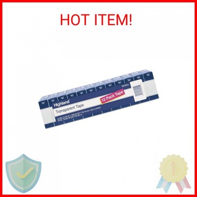 Highland Transparent Tape, 3/4'' x 1000'', 1'' Core, Clear, 12/Pack (5910K12)