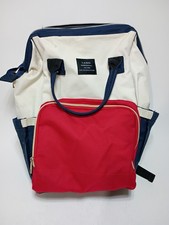 LAND Diaper Bag Backpack   Navy Red Cream Multifunction Baby Travel Tote Lg