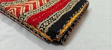 Indian Hand Blocked Bagru Twin Size Cotton Kantha Quilt Throw Blanket Bedspread