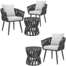 Garden Furniture Patio Set Rope Design Aluminum Chair Table Outdoor Bistro