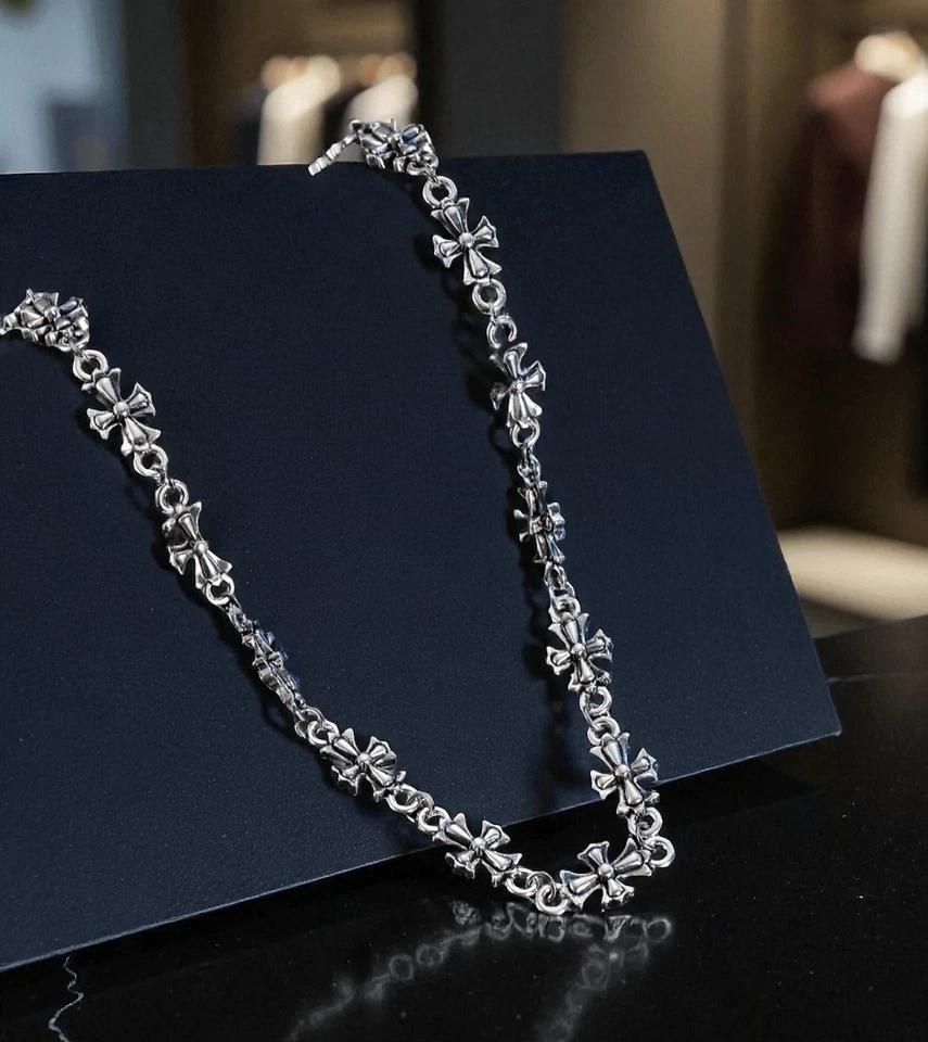 "Collar Cruz Gótica Vintage Tono Plata Punk Nuevo Y2k Grunge Lujo 17.5"" a 20""" Foto 2 de 4