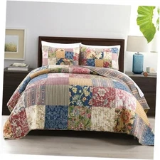  Cotton Bedspread Quilt Sets Queen size (90by98inch) Luxury Gorgeous Floral