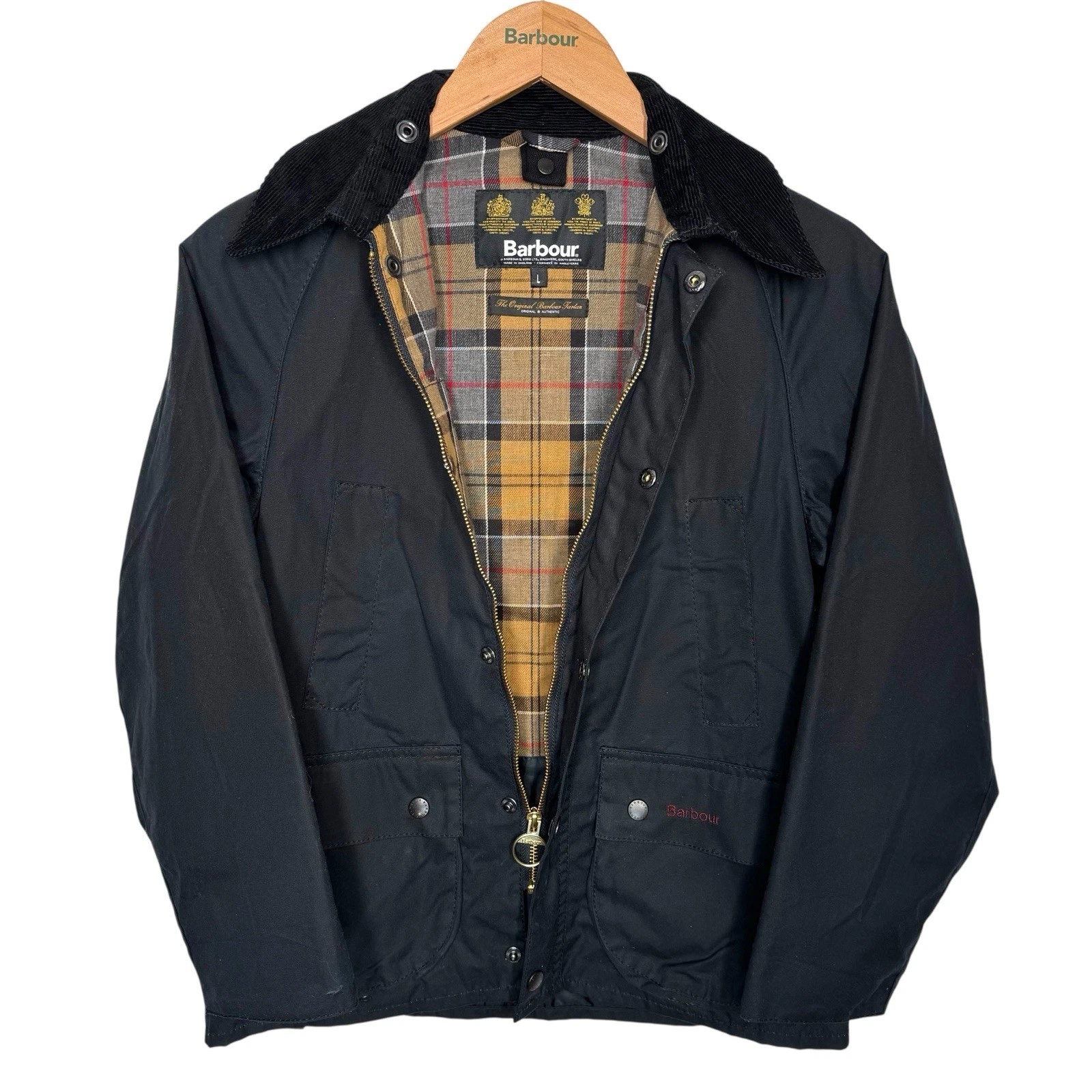 Barbour Childrens Bedale Wax Jacket Unisex Large 10 11 Years Unisex Navy Blue