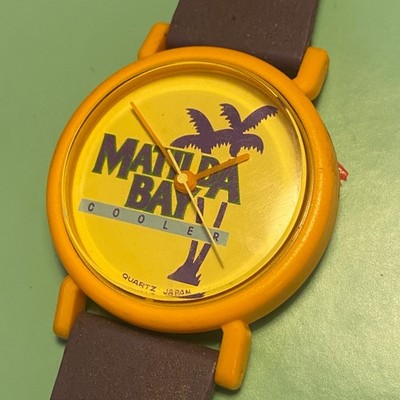 Matilda Bay Wine Cooler Watch Quartz Vintage Orange Purple Rubber Band 34mm