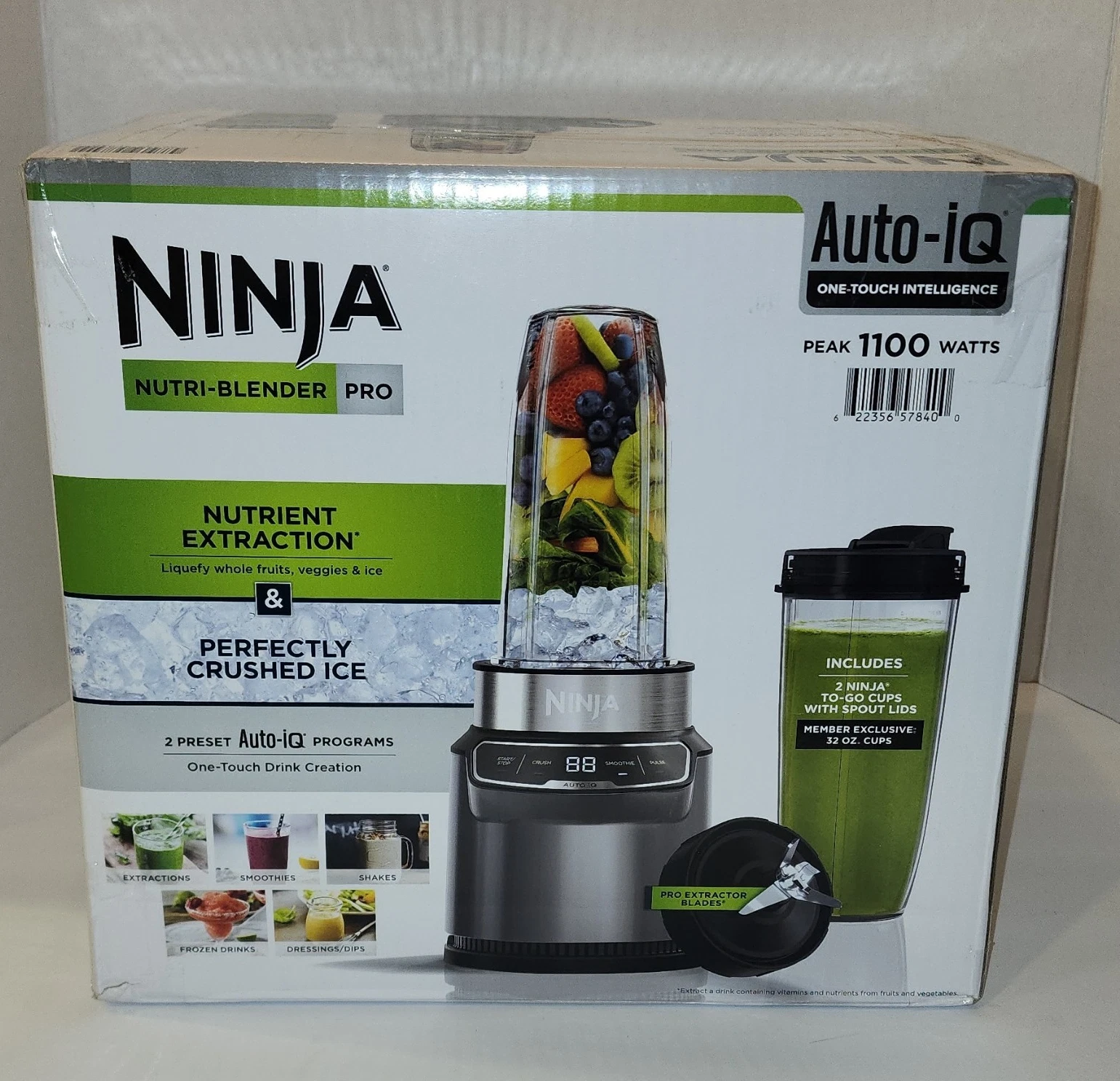 Ninja Nutri-Blender Pro Auto-iQ 1100W Personal Blender with 2 32oz Cups New
Opens in a new window or