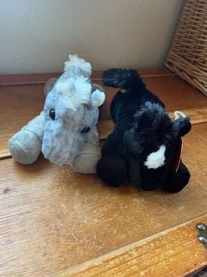 Lot of Aurora Black & Gray Dappled Plush Floppy Horse Pony Filly Stuffed Animals