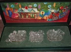 MARQUIS Waterford  Crystal Christmas Train Set 3 Pc 1998 Rare Vintage In Box