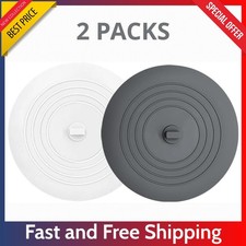 2 Pack Silicone Tub Stopper 6" Bathtub Drain Plug Cover for Kitchen Bathroom