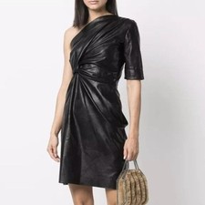 NEW NWOT Stella McCartney Light Asymmetrical Mini Dress in Black leather