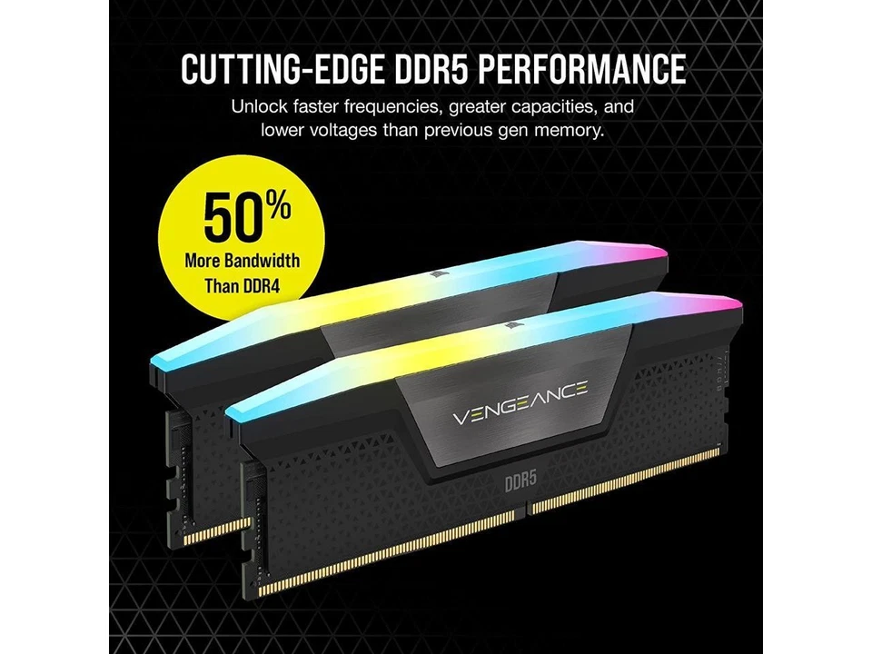 CORSAIR Vengeance RGB 128GB (2 x 64GB) 288-Pin PC RAM DDR5 6400 (PC5 51200) Desk - Image 3 of 4