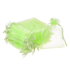 Organza Bags, 100 Pcs 3.54x2.8 Inch Drawstring Mini Pouches, Light Green