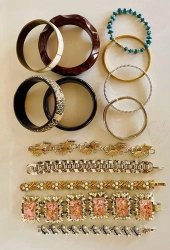 Vintage Estate Jewelry Lot 14pc - MCM Lucite Confetti, Napier, Bakelite Style
