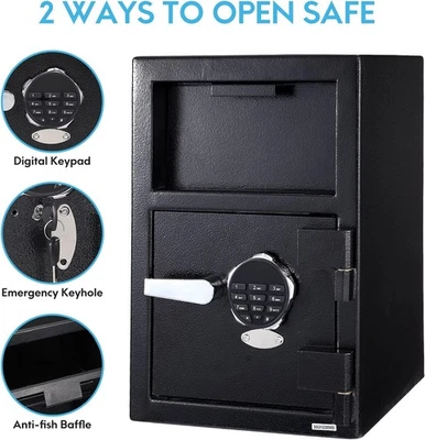 PIONEERWORKS Digital Depository Safe Box Locking Drop Box with Slot Steel Safe w/ Keypad US