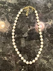 VINTAGE MONET Costume Jewelry Necklace White & Gold Tone Bead 16" 17" 18"