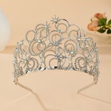 Proms Crown Hair Hoop for Queen Crystal Birthday Heart Elegant Photo Props