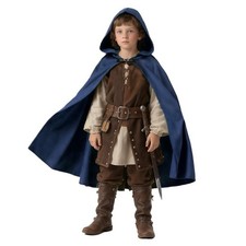Hooded Cape for Kids Renaissance Cloak Boys Medieval Halloween Costume 4 Ft