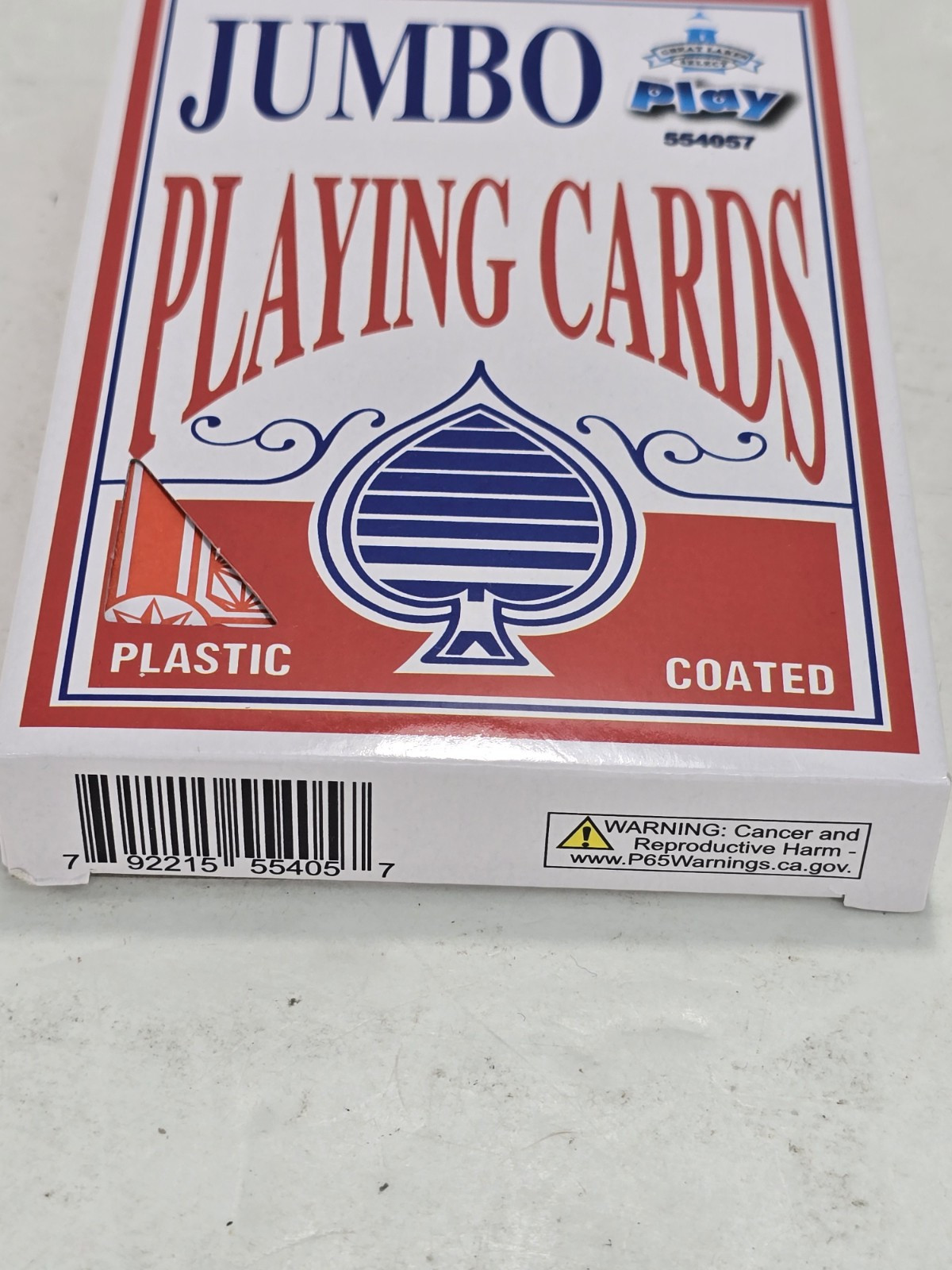 Jumbo Playing Cards Great Lakes Select 3 1/2" X 5" Plastic Coated New