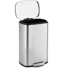 New 13.2 Gallon Stainless Steel Trash Garbage Can Airtight Soft Close Bin Silver