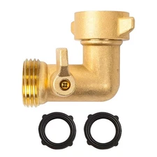 Tool 90 Degree Garden Hose Adapter with Shut Off Valves 3/4" Solid Brass...