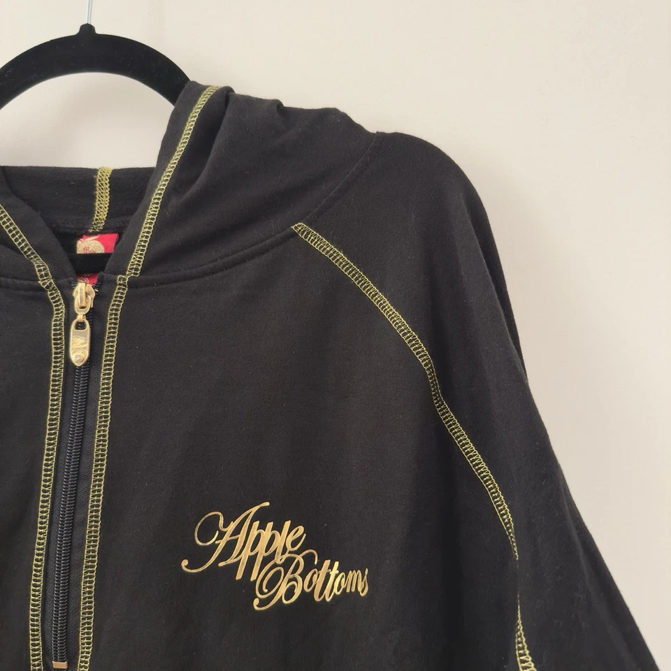 Vintage Y2K Apple Bottoms Hoodie Sweatshirt Dress Size 3X Plus Black 2000s Sport - Image 3 of 4