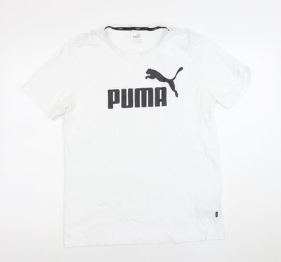 Herren T-Shirt UK Größe M Puma weiß Baumwolle