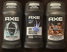 Lot Of 3 AXE Antiperspirant 3 Scents. Apollo, Phoenix  Dk. Temptation 48hr.
