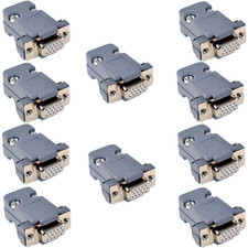 10 Sets DB15 VGA Female Connector Kit, HD15 Solder Cup with Plastic Hoods, 15-Pi