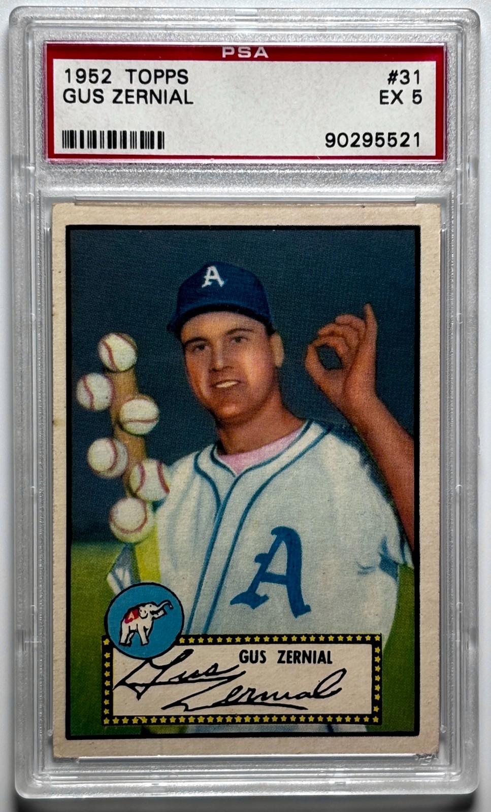 1952 Topps #31 Gus Zernial PSA 5 EX (Black Back)