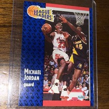 Fleer 1991 League Leaders Michael Jordan #220 Chicago Bulls NBA Basketball Card