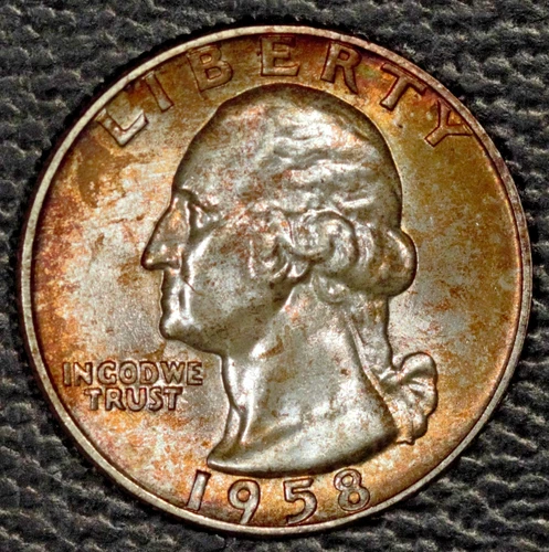 1958-D Washington Quarter, Superb Gem BU, Lovely Toning