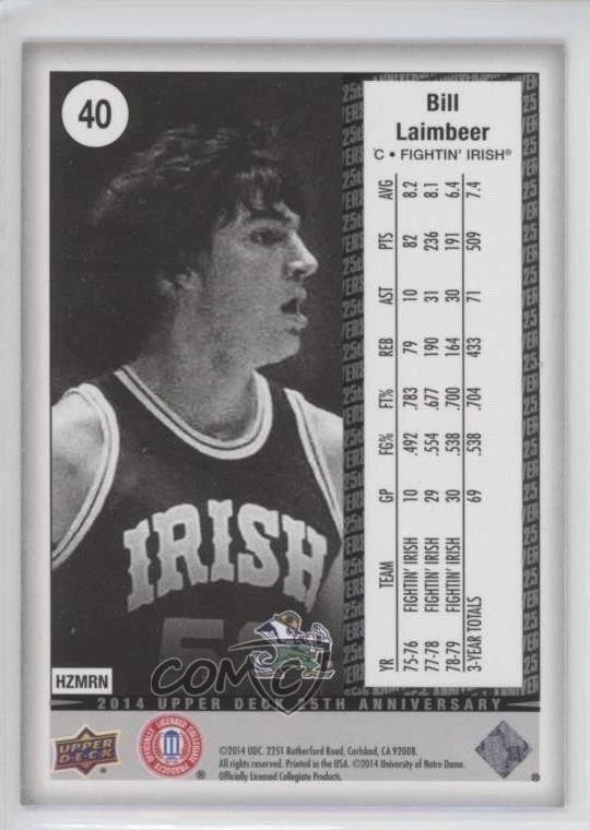 2014 Upper Deck 25th Anniversary Bill Laimbeer #40 - Image 2 of 2