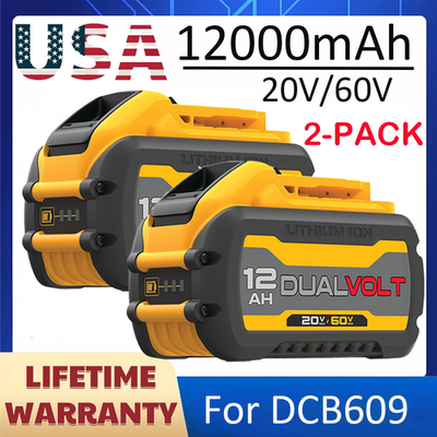 #ad 12.0AH For DEWALT DCB612 20V 60V MAX FLEXVOLT Lithium Ion DCB609 2 Battery Set $88.00