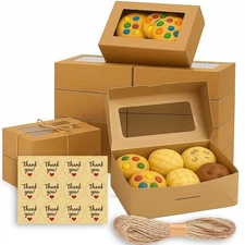 30 Pack Cookie Boxes with Window for Gift Giving â€“ 9x6x3 Inches Bakery Boxes