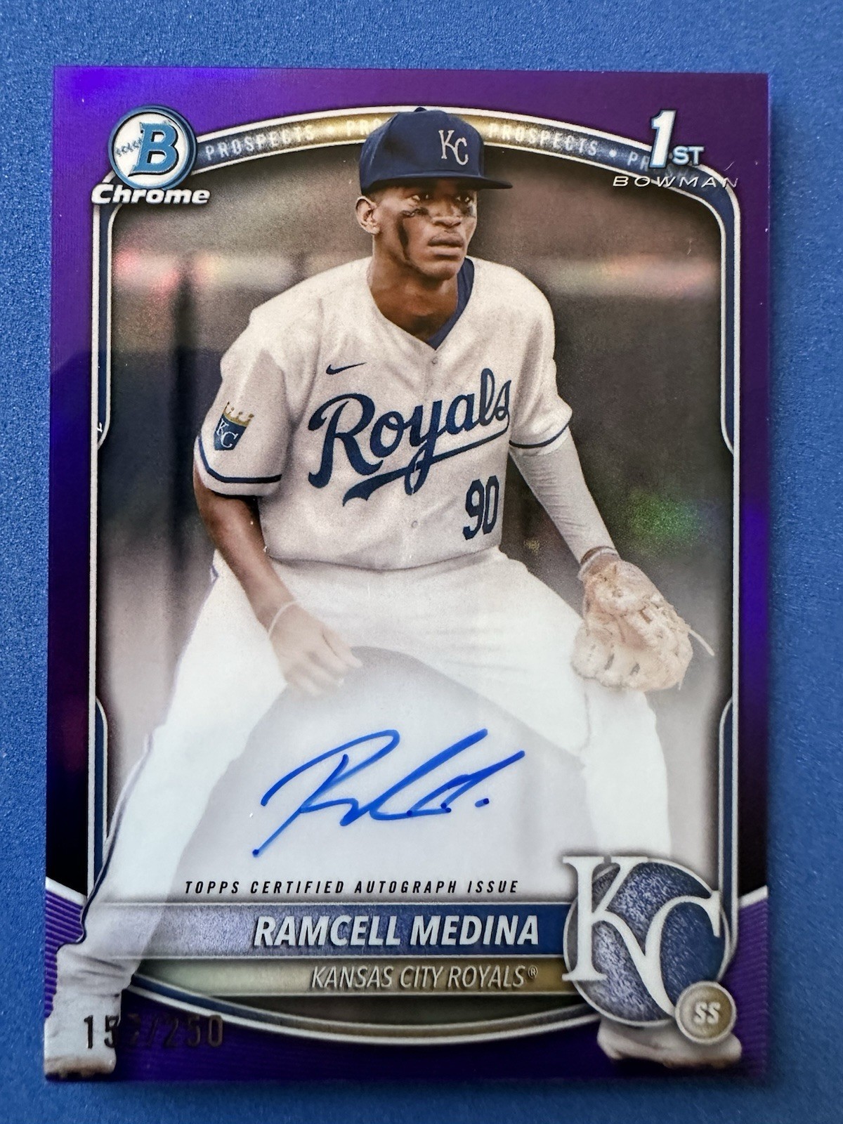 2025 Bowman Chrome Ramcell Medina  True Purple Auto /250 Royals 1st