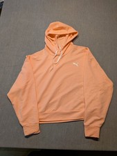 Puma Womens Hoodie Medium Peach Sweatshirt Modern Sport Cropped Long Sleeve