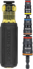 Klein Tools 32910 Impact Driver, 7-In-1 SAE Impact Socket Set with Handle, Flip