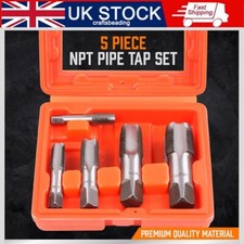 5-Piece NPT Taper Pipe Tap Set 1/8" 1/4" 3/8" 1/2" and 3/4" W/Case Imperial Inch