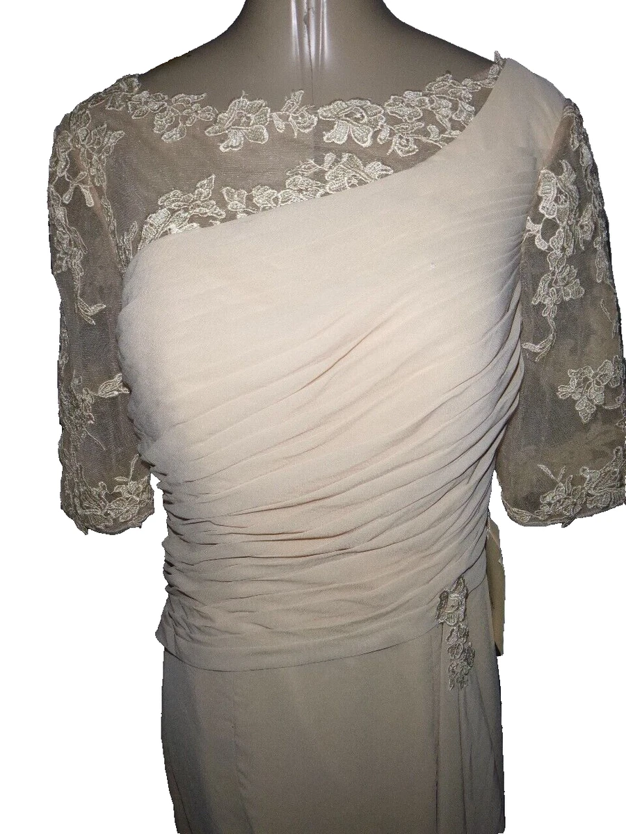 Lan Ting Bride Champagne Beige MOB Wedding Evening Dress S M