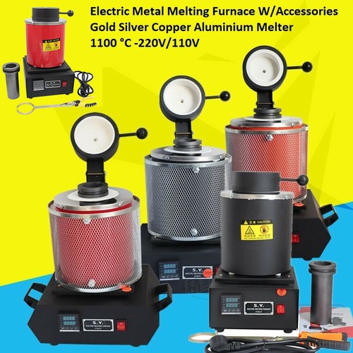 1/2/3KG Electric Metal Melting Furnace Melter Gold Silver W/Heat Protection &ACC