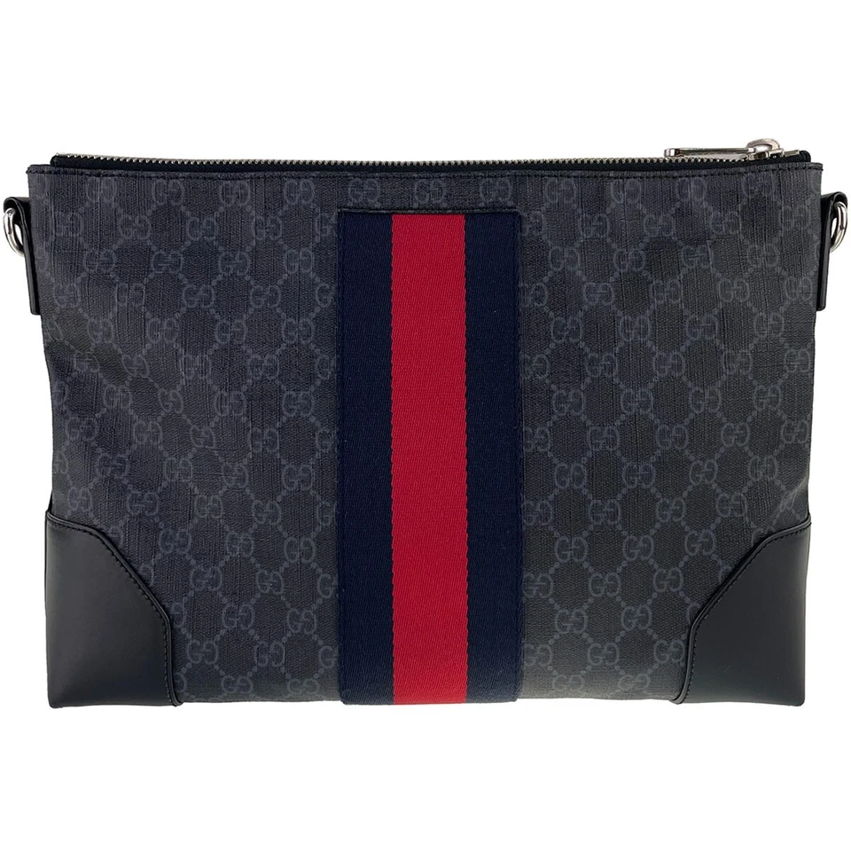 GUCCI GG supreme Sherry Line PVC Canvas Leather Fabric Black Shoulder bag 2568 - Image 3 of 4