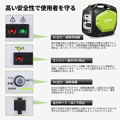 EENOUR 1.8kVA Portable Gasoline Inverter Generator GS2200i 7H Use 